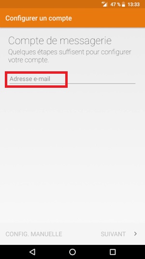 Configuration d’un compte e-mail manuellement